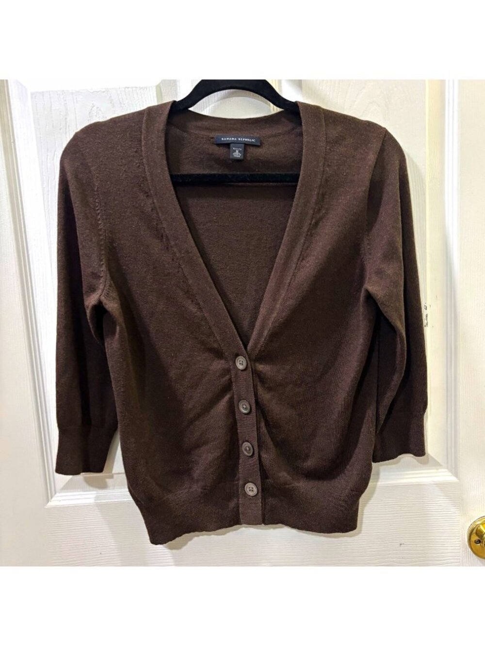 Banana Republic cardigan Sweater Women Petite M Brown V-Neck Silk Cashmere